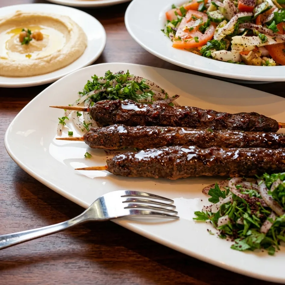 Beef kebab platter with Syrian salad at Maggi's Syrian Food Winnipeg